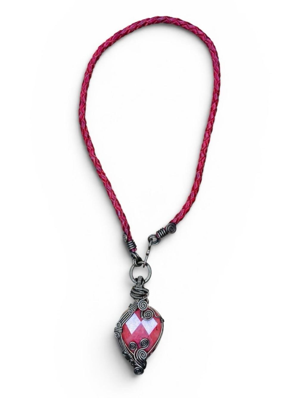 Natural Ruby Pendant Necklace – Raw Gemstone in Copper Mayan Style Setting